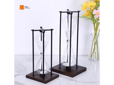 New Arrival Custom Quality Black Cross Metal Frame Hourglass Modern Style Office Decorations 5/10/15/20/30/60/120 Glass Wood
