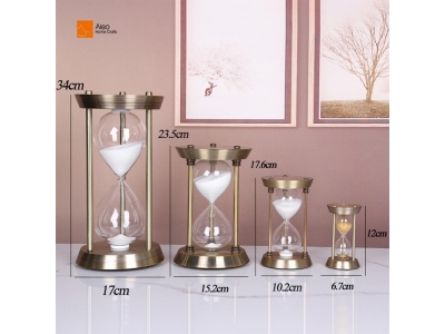 Custom Large Brass Glass Sandtimer Minimalist 10 15 30 60 Min Hourglass Unique Home Office Desktop Decor Gift Novelty Design