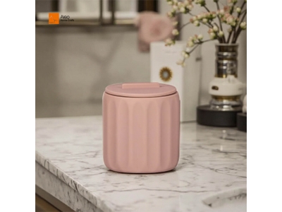 Modern Pink Resin Bathroom Counter Customized Top Organizer Lid Vanity Cotton Swab Bath Salt Storage Box Hot Hotel Amenities