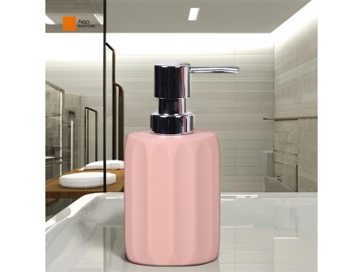 OEM Custom Pink Polyresin Hand Lotion Pump Dispensers Resin Shower Liquid Jars for Hotel & Home Refillable Bathroom Sets