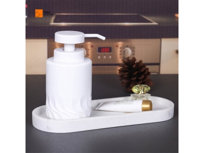 BSCI Factory Price OEM Premium White Polyresin Hand Soap Dispenser Wholesale Refillable Pump Bottle for Bathroom & Kitchen Use