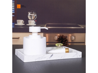 Factory Custom Shinny White Matt Polyresin Hand Soap Dispenser Countertop Decorative Liquid Dispenser Bathroom Kitchen