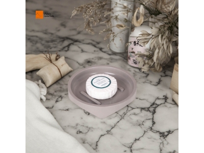 Hot Sales Brown Polyresin Bathroom Set with Non-Slip Gray Soap Dish Easy Cleaning Hotel Amenities Extends Life Soap