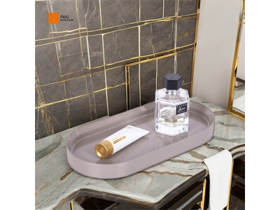 BSCI Factory Serving Tray Nightstand Organizer Elegant Beige Gray White Black Amenity Polyresin Makeup Tray Shinny/Matt Custom