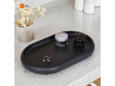 High Quality Customizable Black Resin Serving Tray Multifunction Home Organizer for Perfume Cosmetics Vanity Storage