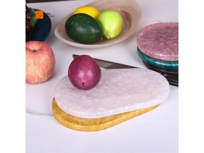 High Quality White Pearlized Polyresin Cutting Board Multi-Purpose Cheese Board for Kitchen Polished-for Parties Housewarming