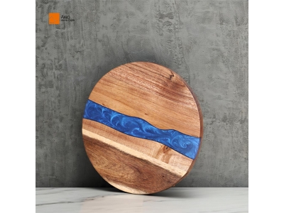 High Quality Acacia Wood Blue Resin Polished Chopping Boards Sustainable Kitchen Gadgets for Charcuterie Board Fruit CheeseBoard
