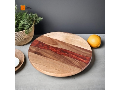 Handcrafted Acacia Wood Red Resin Polished Cutting Board for Kitchen Meal Prep and Serving Versatile Cheese Meat Fruit Gift