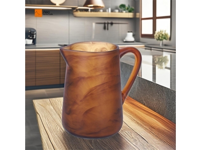 Custom Luxury Large Capacity Polyresin Tea Kettle Smoking Amber Swirl Pitcher for Cold Brew Iced Tea & Juice in Home Kitchen Use