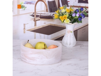 Handmade Modern White Swirl Resin Bowl Durable Salad Holder Tabletop Platter Hotel Home Colorful Parties Customized Technique