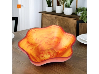 Aleo Home Kitchen‘s Sustainable Polyresin Irregular Storage Bowl Orange Brown Blue Swirl Salad Bowl Matt Shiny Customize Home