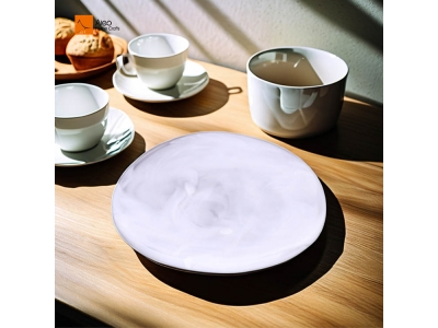 Handmade Modern White Aqua Swirl Resin Coaster Easy-to-Clean Personalized Cup Mat for Teacup Home Office & Hotel Use
