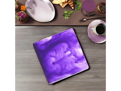 Sustainable Resin Square Purple Aqua Swirl Coasters Unique Waterproof Mug Pads for Home Decor Drink Holder