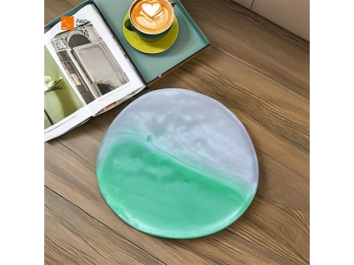 Wholesale Modern Resin Green Pearlized Swirl Cup Pad Luxury Artificial Coaster Set Promotional Tea-Cup Cushion Home Kitchen Use