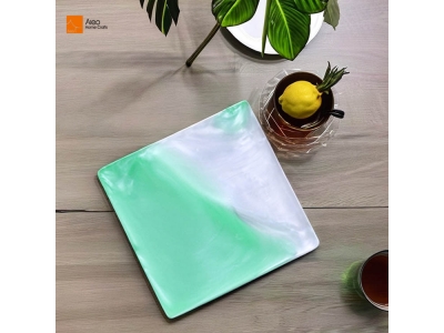 Aleo Modern Design Non-Slip Green Pearlized Swirl Coaster Heat Insulation Custom Cup Pad Colorful Resin Drink Cup Mat Home Use