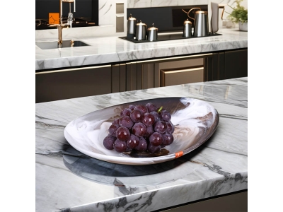 Modern Exquisite 11.1-Inch Auqa Swirl Appetizer Plates Resin Mixing Salad Bowl for Kitchen Parties for Serving Salads