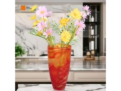 Modern Art Deco Style High Quality Red Resin Swirl Floor Vase Creative Home Decor and Wedding Table Decorative Flower Vases