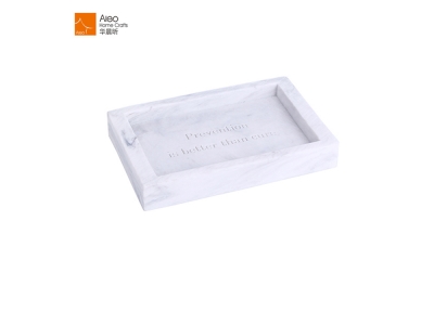 Wholesale Top Grade Hotel Room Polyresin  Square Soap Tray Dish Holder White Marble Custom Soap Dish