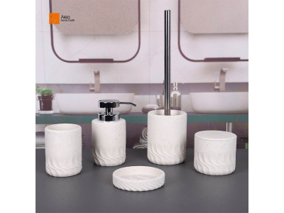 Custom Luxury Bathroom Set Resin Soap Holder Dispenser Polyresin Terrazzo Accessory Decor Different Particle Sizes-for Hotels