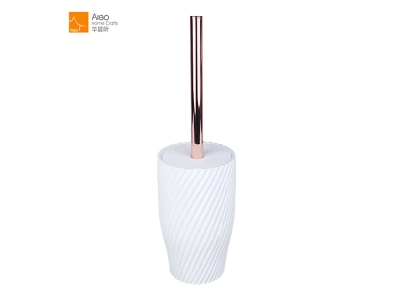 Polyresin Hotel Bathroom Set Manufacturer White Cleaning Brush Drain Stainless Steel Toilet Brush With Resin Holder