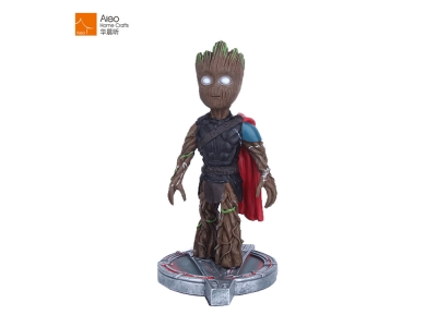 Hot Sale Cartoon Marvel Movie Character Model Polyresin Thor Groot Sculpture Small Statue