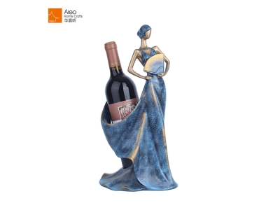 Beautiful Lady Design Metal Finishing Blue Holder Kitchen Decoration Red WineBottle Rack Holder
