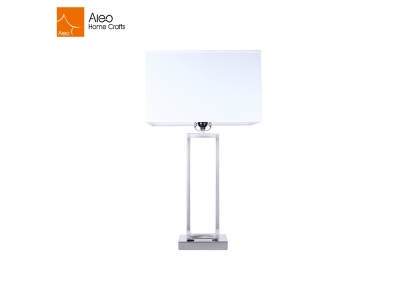 Supplier Wholesale Modern Hotel Guestroom Led Table Brushed Nickel Lamp With Square Metal Base Rocker Switch