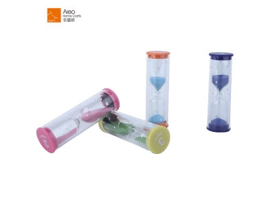 Mini Round Plastic / Glass Sand Timer 3 Minutes Colorful Star Hourglass For Kids