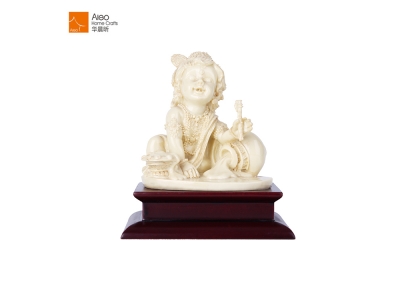 Ivory White Religious Hindu Mascot Indian Pooja Hindu God Baby Krishna Statue