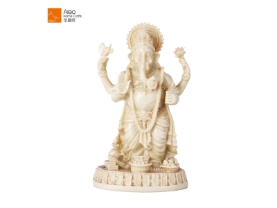 Wholesale Custom Polyresin Ivory White Hindu Religious God Ganesha Statue