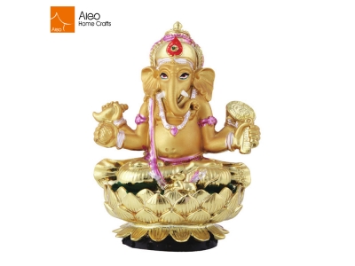 Factory Wholesale Resin Antique Gold Hindo God India Wedding Favor Ganesha Idol Hindu With Vacuum Plating